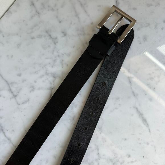 Studded Leather Black Belt - Unisex Medium - Punk Pyramid Silver Studs - Picture 8 of 15